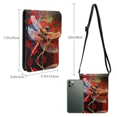 Shoulder Bag Crossbody Cell Phone Purse Red Dragonfly Printed Crossbody Bags3