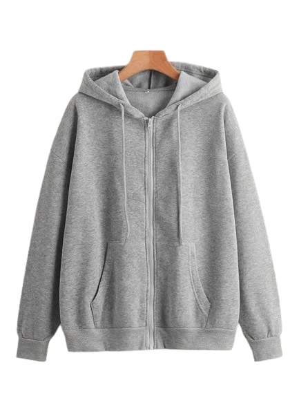 Image of Solid Zipper Hoodie for Womens