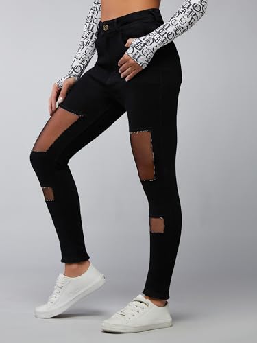 Image of Dolce Crudo Women's Skinny High Rise Bleached Cropped Stretchable Denim Jeans
