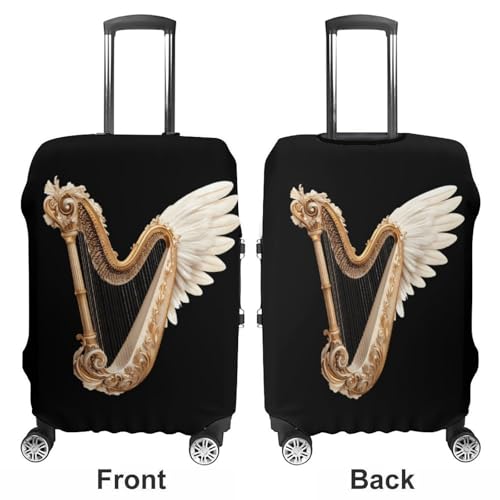 Harp with Wings Travel Luggage Cover for Suitcase 19-32 Inches Elastic Washable Baggage Protector3