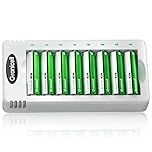 Granicell AA Rechargeable Batteries with Charger, 8 Slot Smart Battery Charger with 8 Pcs 2800mAh High Capacity NiMH AA Batteries, USB Smart Charging