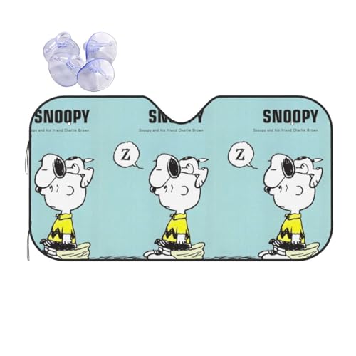 スヌーピー 車フロントサンシェード アルミ遮熱素材 コンパクト収納 日除けカーテン