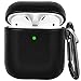 V-MORO Compatible with Airpods 1/2 Case Men Genuine Leather Protective Cover Skin for Airpods 2/1 [Front LED Visible] Black