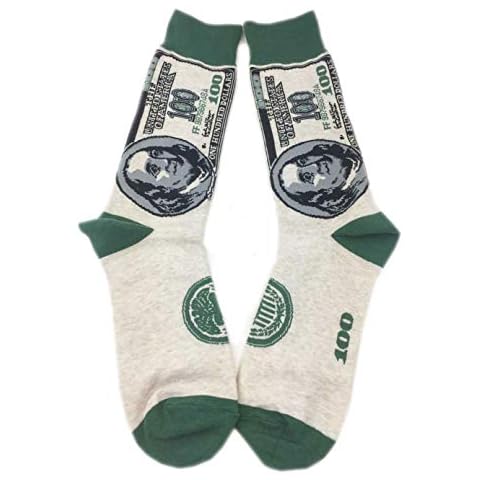 Aesthetinc Money 100 Dollar Bill Cash Fun Cartoon Gift Novelty Cotton Crew Socks L 1 Pair (100 Dollar Bill) Cover