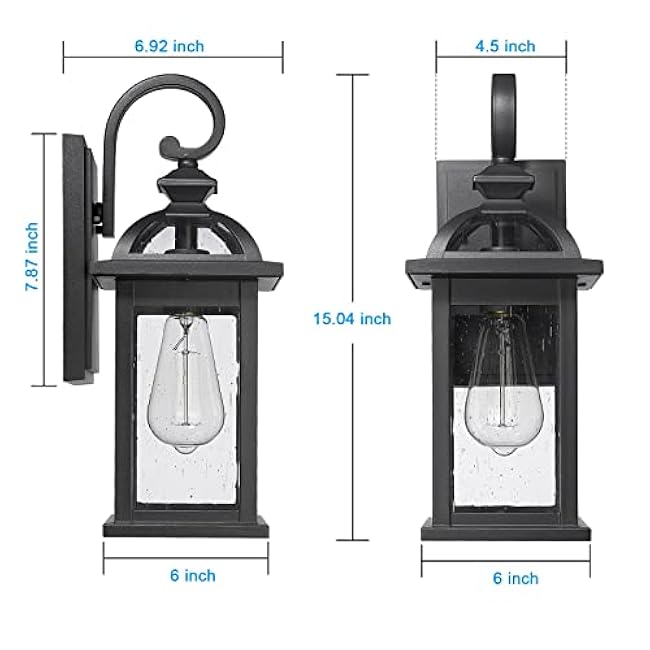 Darkaway Outdoor Lights Fixtures Wall Mount, Outdoor Wall Sconce with Seeded Glass Waterproof Outside Exterior Lighting Fixture for House, Front Porch, Patio (1 Pack)