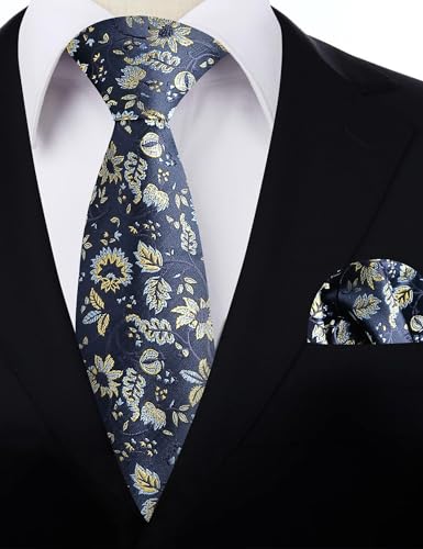 Image of Alizeal Mens 3.15inches Leaf Flower Pattern Tie Set
