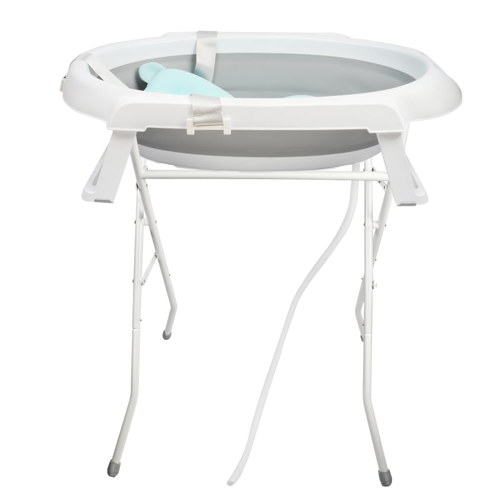 Vasca da bagno per neonati con Supporto - Pieghevole Vasca da Bagno Bambini Fino a 2 anni - Permette una Corretta Postura Della Schiena - Bagno Piacevole Senza Problemi-66 * 61 * 82 cm-grigio