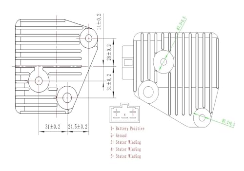 Rectificador regulador de corriente con disipación eficiente para Yamaha XV250 Virago 3