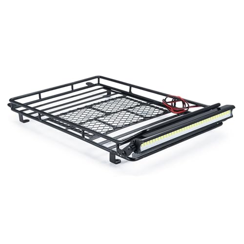 Portaequipajes de techo de metal premium con luces para Axial SCX10 y YK4102