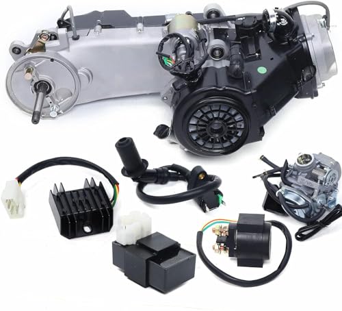 Knwigoe 150CC GY6 Engine 4 Stroke 11'' Long Case Scooter Engine Motor with Single Cylinder Air-Cooling System Auto Clutch Go Kart Engine for Honda Vehicles Scooter ATV(US Stock)
