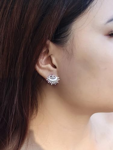Boucles d'oreilles clous soleil en argent 925 et or, bijoux faits main - 7