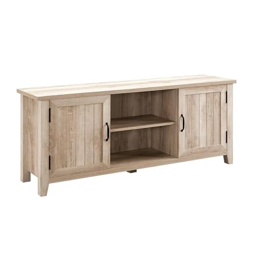 Walker Edison Buren Classic Grooved Door TV Stand for TVs up to 65 Inches, 58 Inch, White Oak
