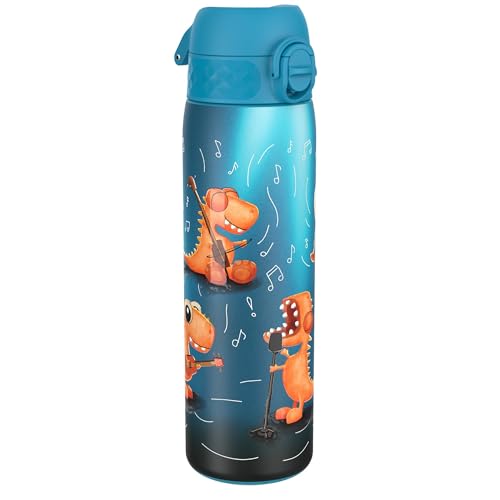 Ion8 Gourde Inox Léger, 600ml, Non Isolé, Anti-Fuite, Facile à Ouvrir, Verrouillage Sécurisé, Lavable au Lave-Vaisselle, Poignée de Transport, Durable, Acier Inoxydable, Désert