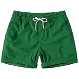 JOTOOK Men's Casual Drawstring Corduroy Shorts Elastic Waist Summer Shorts with Pocket Medium Army Green