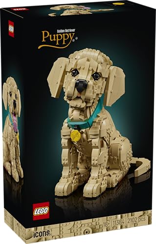 Image of LEGO Icons Golden Retriever Puppy - Animal Figure Home Decor Building Set for Adults - 11384
