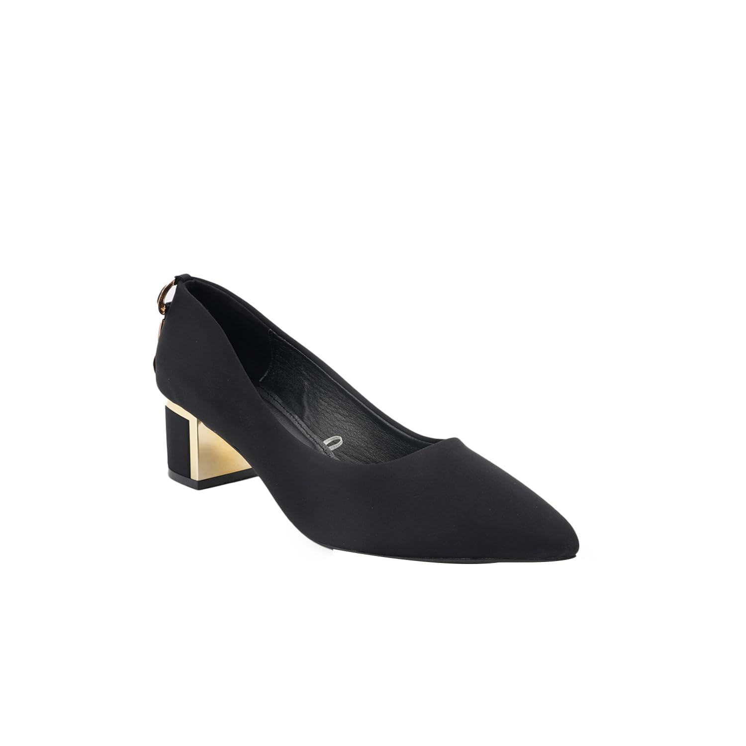 dollphin Women Pointed Toe Block Heel Pump Slip on Buckle Stylish & Comfortable Ballerinas DMR-05 Black-picture-10