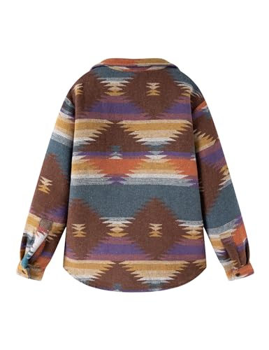 Image of FindThy Men's Brushed Flannel Shirts Ethnic Aztec Print Button Up Lapel Tribal Shirt Jacket Shacket