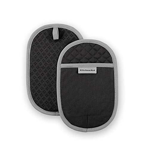 KitchenAid Asteroid Pot Holder 2-Pack Set, Black, 6.5