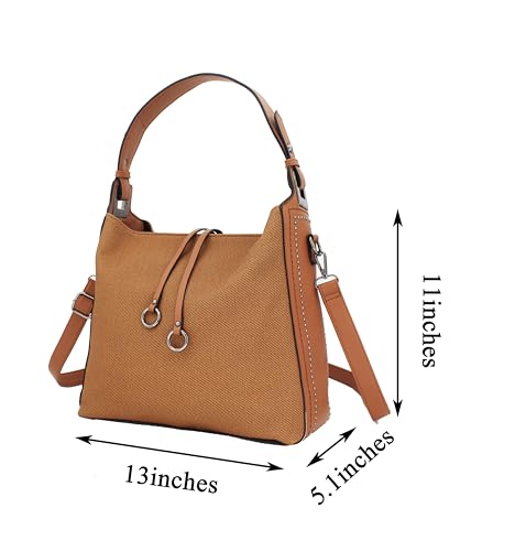 Image of Designer Soft Leather Textured Large Capacity Shoulder Bag Trendy Crossbody Handbag For Women Bag Hobo Tote Purse
