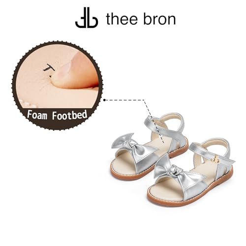 Image of THEE BRON Toddler Girls Sandals Wedding Flower Girl Dress Shoes Open Toe Flats