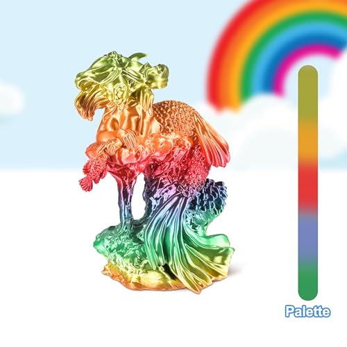Image of ERYONE Silk Rainbow 3D Printer PLA Filament 1.75 + /- 0.03mm, Shiny Multicolor Filament PLA Fast Color Gradient 1KG(2.2LBS), Palette Rainbow