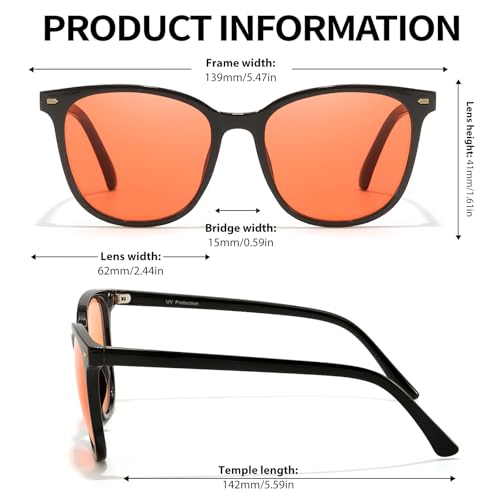 Image of IGnaef Amber Sleep Blue Light Blocking Glasses, Classic Square Computer Gaming Glasses Anti Eyestrain & UV Glare BL1851