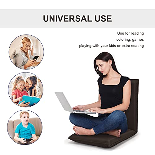 Image of BestComfort Set of 2 Folding Floor Chair 6-Position Adjustable Meditation Chair Video Gaming Chair for Reading TV Watching, Portable Floor Seat Lounge Sofa Chair for Kids Teens Adult, Coffee