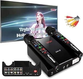 The Platinum Cello 2 Karaoke Machine for TV, Adults and Kids, Huge Song Library 23000+ Mixed Language Indian, English and Filipino etc. Songs MV, 2 Upgraded Karaoke Wireless Microphones with Songbook