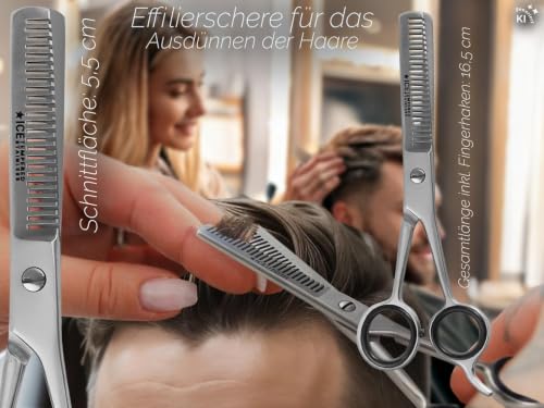 Premium Effilierschere Friseurschere Haarschere mit Ausdünnzahnung 17 cm