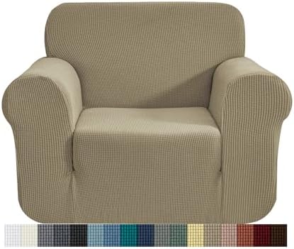 CHUN YI 1 Piece Jacquard Checks Stretch Fabric Couch cover, Stylish Sofa Slipcover For 3 Seater Sofa Couch Durable Furniture Protector(3 Seater,Black)