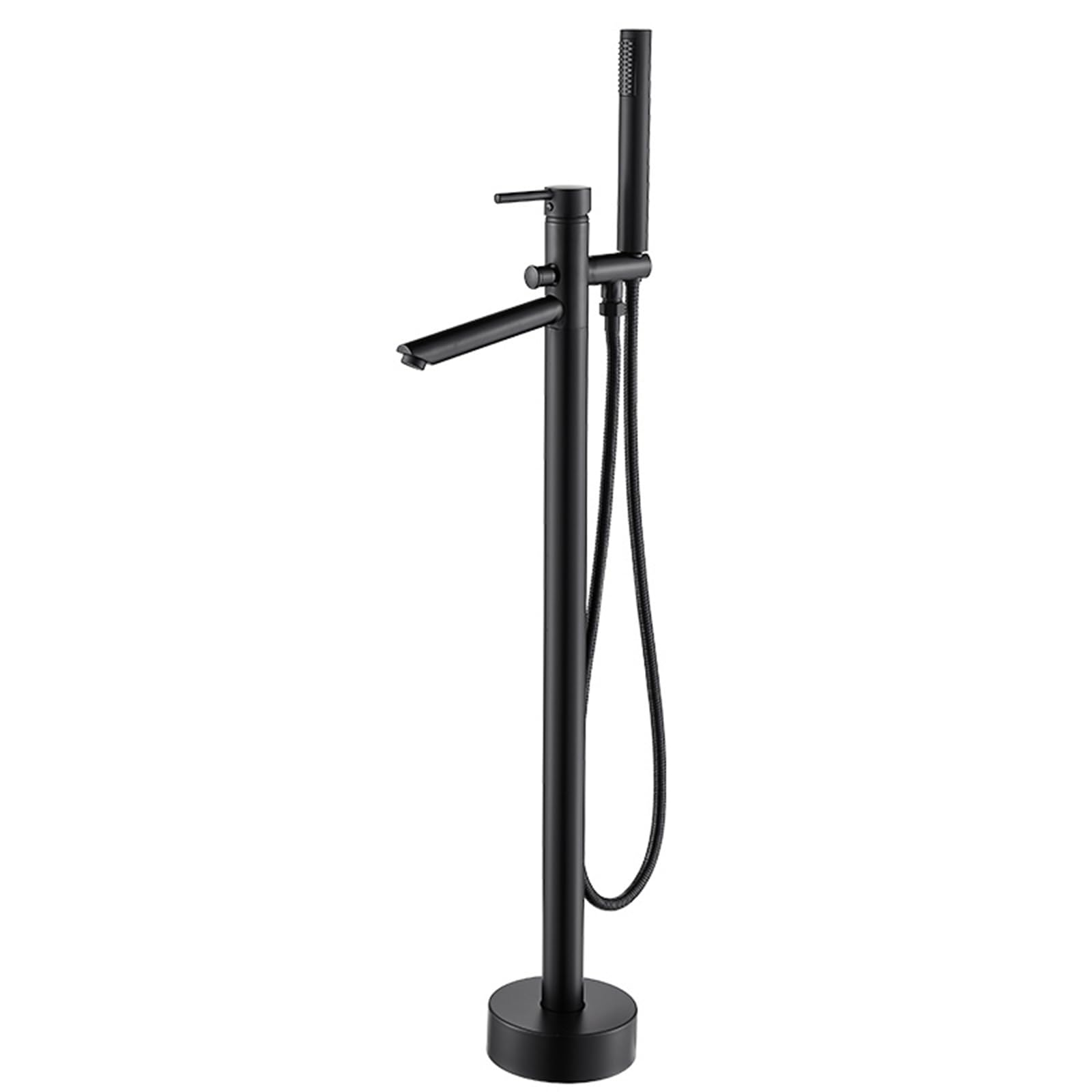 Mitigeur baignoire au sol avec robinet sur pied noir et manette en laiton