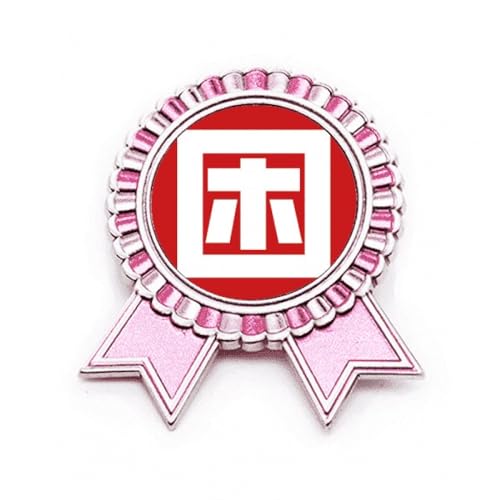 Broche personnage chinois fatigué rose M en métal pour vêtement