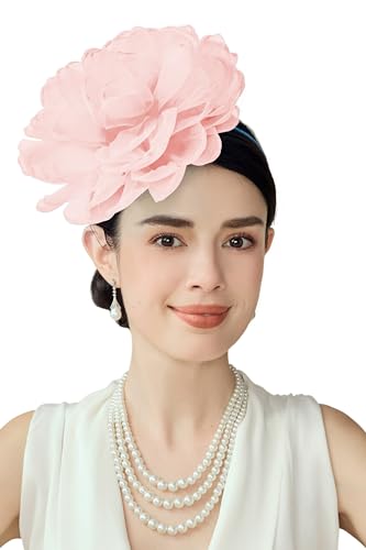 Chapeaux bibi pour femme en maille légère avec pince à cheveux et pivoine