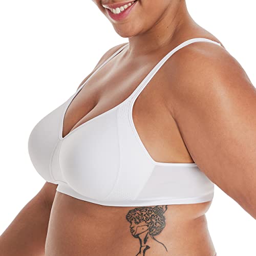 Hanes Women's X-Temp Wireless Cooling Mesh, Full-Coverage, Convertible T-Shirt Bra, White, Large #TOP1