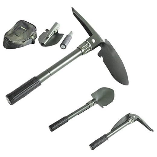 Folding Camping Survival Shovel with Pick 16" Garden Military Style Survival w/ Pick Tool & Case