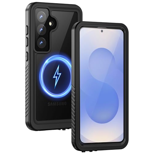 Lanhiem Magnetic for Samsung Galaxy S25 Phone Case, IP68 Waterproof Dustproof, Built-in Screen Protector, Rugged Full Body Shockproof Protective Cover for Galaxy S25 5G 6.2 Inch, Black