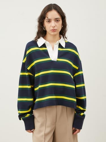 Amazon.co.jp: [ミラオーウェン] ショート丈ラガースウェットボーダー