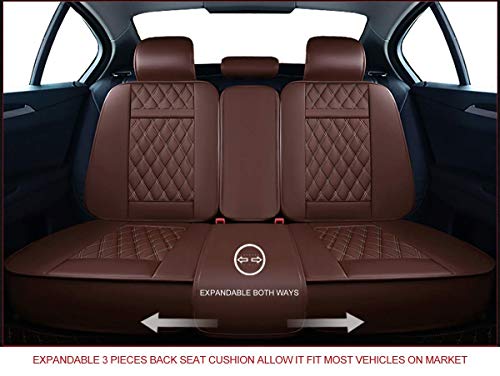 Oasis Auto Car Seat Covers Accessories Full Set Premium Nappa Leather Cushion Protector Universal Fit For Most Cars Suv Pick-Up Truck, Automotive Vehicle Auto Interior Décor (Os-009 Brown) #TOP3