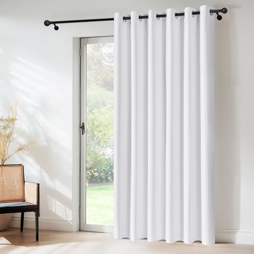NICETOWN 100% Blackout Curtains Thermal Insulated Room Darkening Drapes Window Long Grommet Light Blocking Blackout Curtain for Living Room Bedroom, 1 Panel, 80 x 90 inch Length, Pure White