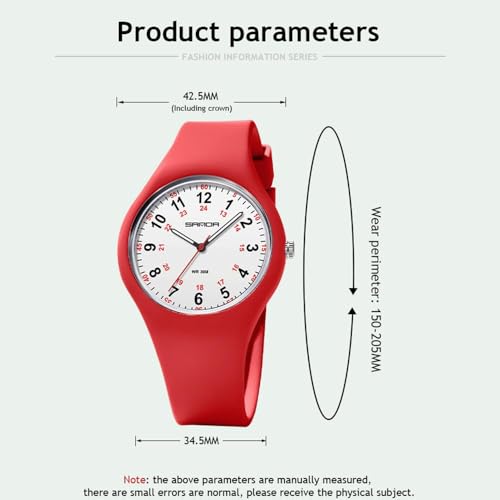 CARLIEN Unisex Easy Reader 3-Hand Arabic Numerals Fashion Quartz Watch for Women Men 30M Waterproof Silicone Strap Sport Outdoor Casual Simple Wristwatch4