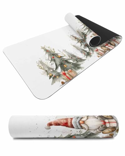 Debedcor Heat Proof Table Pads Waterproof Decorative, Christmas Gnomes Non-Slip Table Countertop Protector, Winter Santa Xmas Trees Gifts Snow Insulation Mat for Dining Room, 48 x 12 Inches