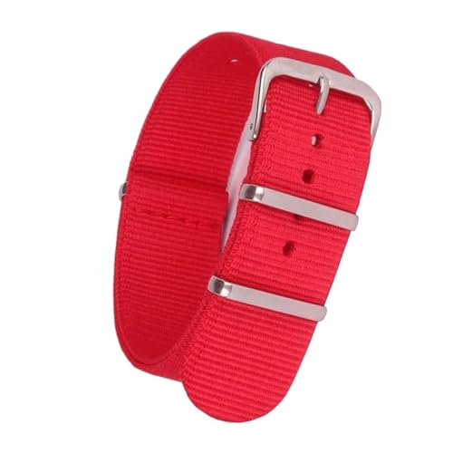[Aocghfyer] FenGQin 1 Nylon Strap 12mm 14mm 16mm 18mm 20mm 22mm 24mm Waterproof Nylon Military Sports Watch Strap(Red,14mm)