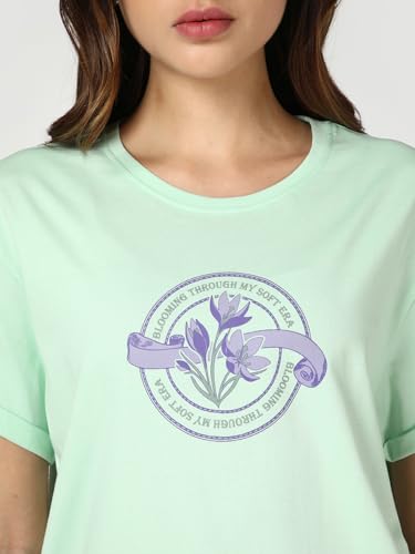Image of Bewakoof Women's My Badass Graphic Printed 100% Cotton T-Shirt - Boyfriend Fit, Round Neck, Half Sleeve