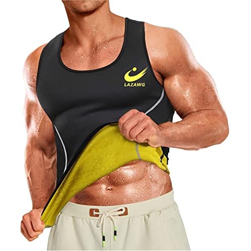 LAZAWG Chaleco de Sauna para Hombre, Entrenador de Cintura Adelgazante, Camiseta sin Mangas de Neopreno para Sudor Caliente, sin Cremallera, Control de Abdomen, Quemador de Grasa para pérdida