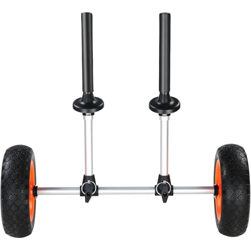 Happybuy Heavy Duty Kayak Cart, 280lbs Capacity, Detachable Canoe Trolley with 10'' Solid Tires, Adjustable Width & Foam Protection, for Kayaks with Drain Holes 2.54mm+