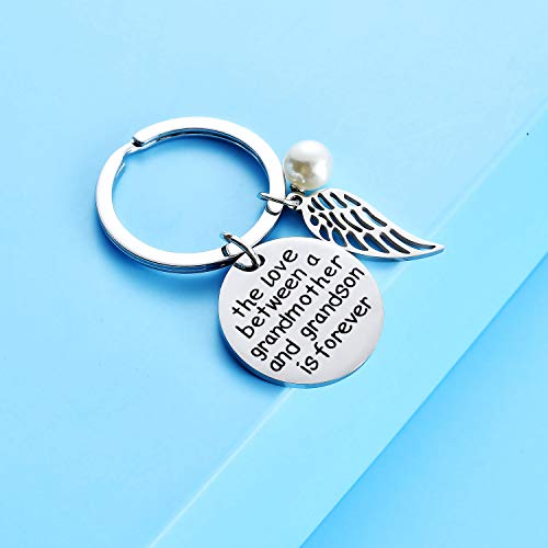 malyunin The Love Between Grandmother And Granddaughter Grandson is Forever Keyring Wing Keychain Gift from Granddaughter Grandson Family Mother's Day Birthday Jewelry (grandmother and grandson) - Image 3