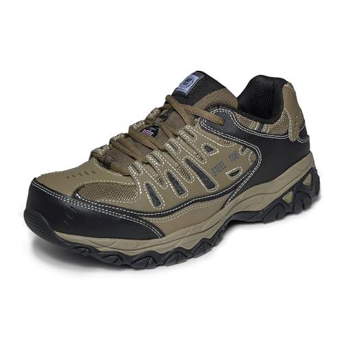 Skechers Men's Cankton Steel Toe Construction Shoe - Electrical Hazard Rated, Memory Foam, Pebble/Black, 14 Wide by Skechers - Used condition - US$43.37