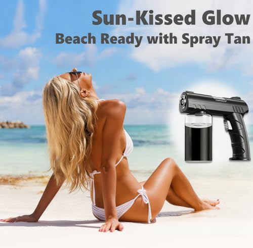 Image of Portable Spray Tan Machine Cordless, Handheld USB Rechargeable Spray Tan Gun with Fine Atomization Spray for Home, Travel, Salon, Beach & Mobile Tanning, Dark Grey