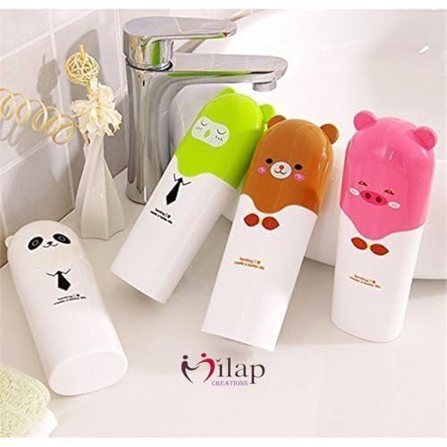 Image of Plastic Anti Bacterial Toothbrush & Toothpaste Holder for Travel Storage Holder Random Colour Pack 1