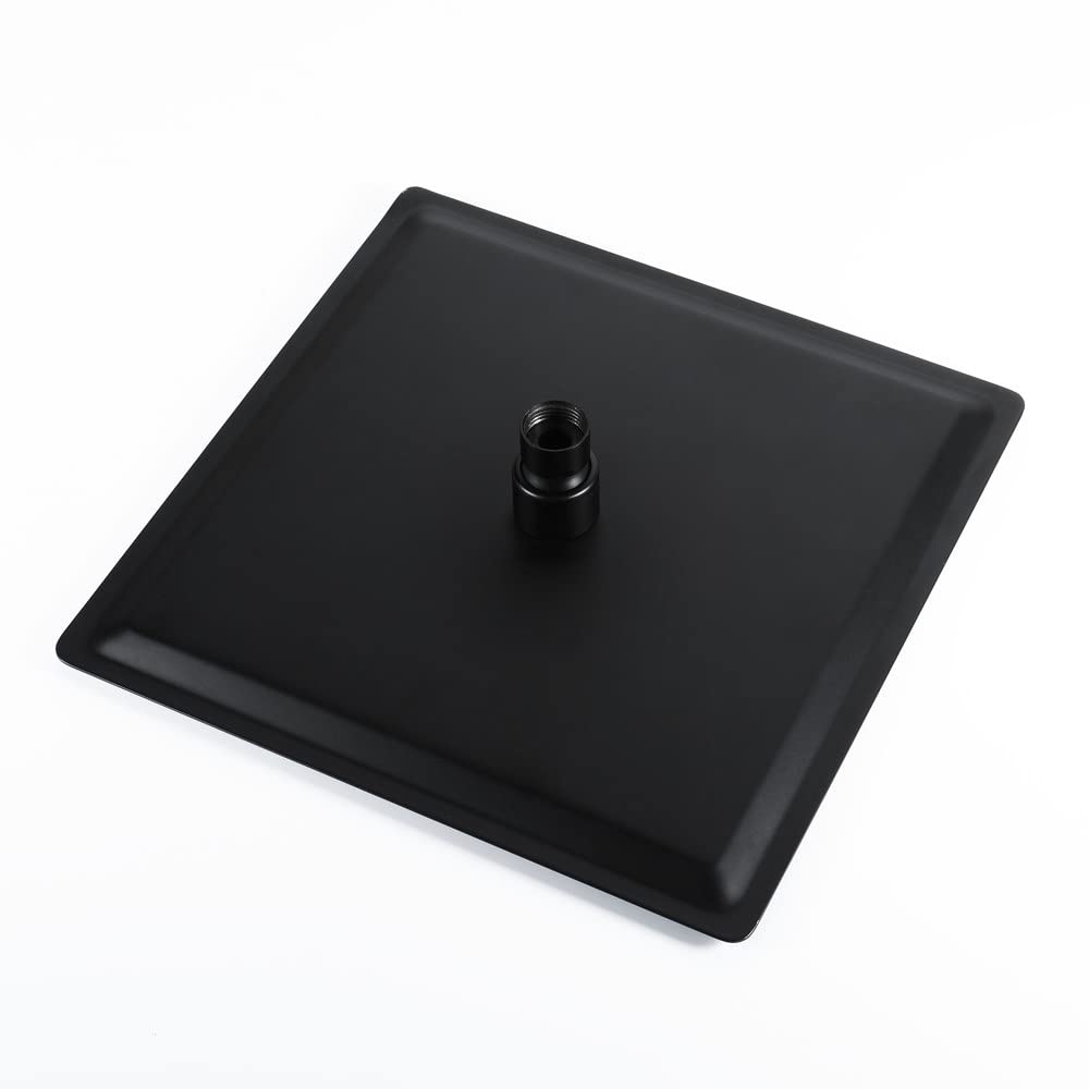 Cuadrado de Ducha Lluvia, Alta Presión Rociador Ducha de Acero Inoxidable, Alcachofa de Ducha Ahorro de Agua con boquillas antical, Fácil de Instalar, Negro, G1/2